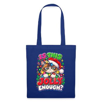 Grimmiger Weihnachtskater mit Lichtern - Stoffbeutel - Royalblau - Vorne