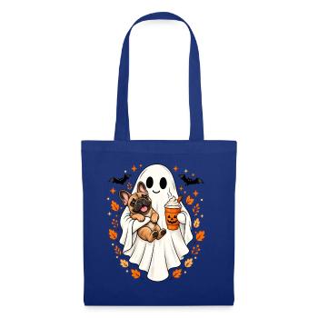  Halloween Geist Mit Französischer Bulldogge Und - Stoffbeutel - Royalblau - Vorne
