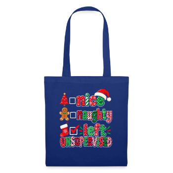 Nice Naughty Left Unanswered – Weihnachtsdesign - Stoffbeutel - Royalblau - Vorne