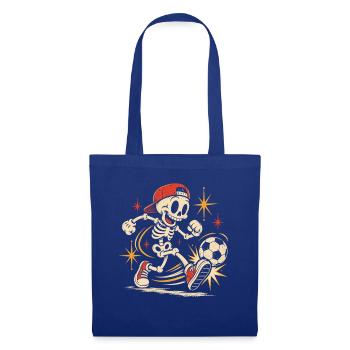 Retro-Skelett im Soccer-Action - Stoffbeutel - Royalblau - Vorne