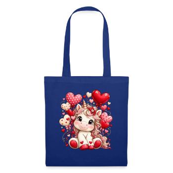 Einhorn Valentinstag Geschenk Freundin Frau - Stoffbeutel - Royalblau - Vorne