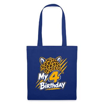 My 4 Birthday Leopard Party - Stoffbeutel - Royalblau - Vorne