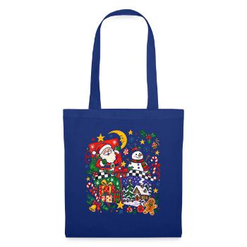 Festliche Weihnachtsszene mit Geschenken - Stoffbeutel - Royalblau - Vorne