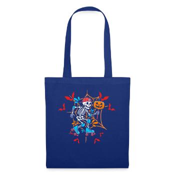 Halloween Skeleton Pumpkin Spooky Roller Sskates - Stoffbeutel - Royalblau - Vorne