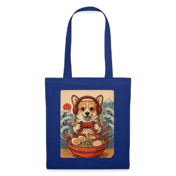 Corgi Gamer mit Controller und Nudelsuppe - Stoffbeutel - Royalblau - Vorne