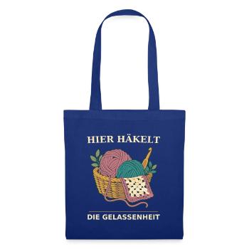 Häkeln  Hier Häkelt Die Gelassenheit - Stoffbeutel - Royalblau - Vorne