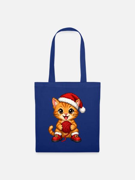 Orange Tabby-Katzengarn Weihnachten - Stoffbeutel - Royalblau