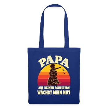 Papa Geschenk zum Vatertag Schultern Mut Spruch - Stoffbeutel - Royalblau - Vorne