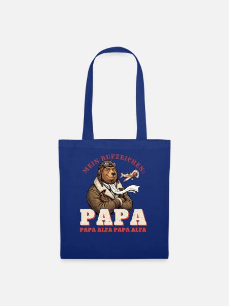 Piloten Geschenk lustig - Rufzeichen Papa - Stoffbeutel - Royalblau