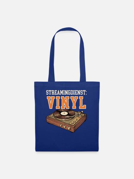 Schallplatten lustig - Streamingdienst: Vinyl - Stoffbeutel - Royalblau