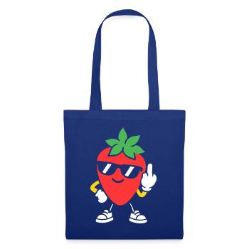 Sunny Strawberry Maskottchen mit Sonnenbrille - Stoffbeutel - Royalblau - Vorne