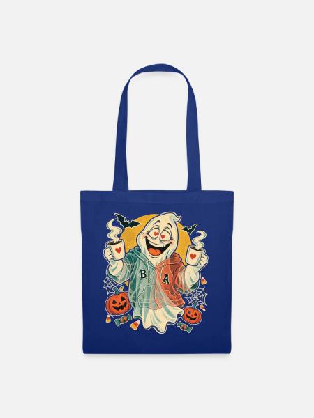 Halloween Geist Paar mit Kaffee - Stoffbeutel - Royalblau