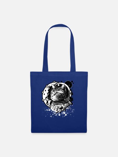 Kosmische Katze im Retro-Raumanzug - Stoffbeutel - Royalblau