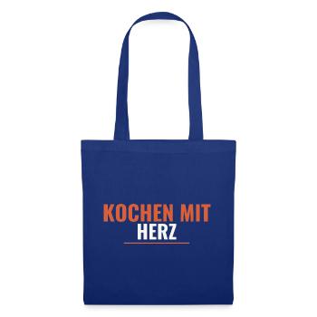 Kochen mit Herz. - Stoffbeutel - Royalblau - Vorne