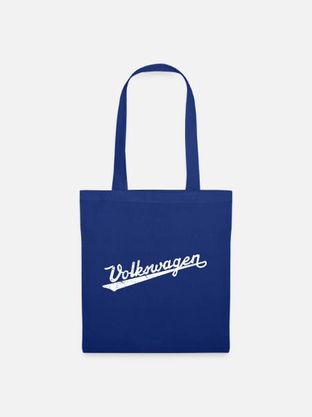 Volkswagen VW Logoschriftzug Retro Weiß - Stoffbeutel - Royalblau