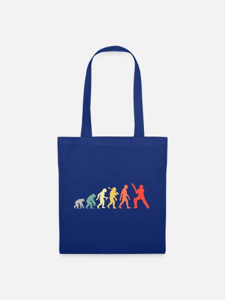 Cricket Evolution – Batsman – Ich Liebe Cricket - Stoffbeutel - Royalblau