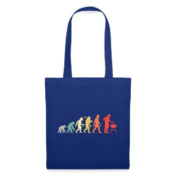 Retro Grillen Evolution für BBQ Grillteufel - Stoffbeutel - Royalblau - Vorne