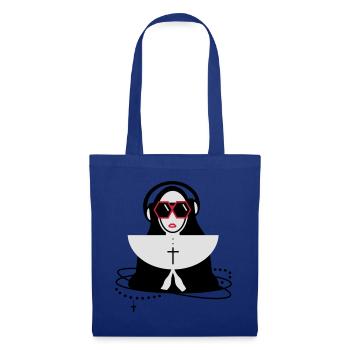 The nun with sunglasses and headphones - Tote Bag - royal blue - Front