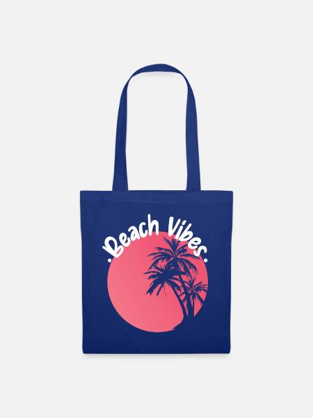 Beach Vibes Palm Sunset Design - Stoffbeutel - Royalblau