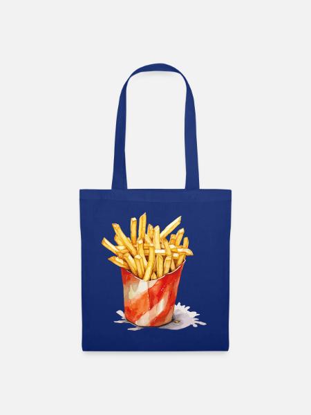 Aquarell Pommes Becher - Stoffbeutel - Royalblau