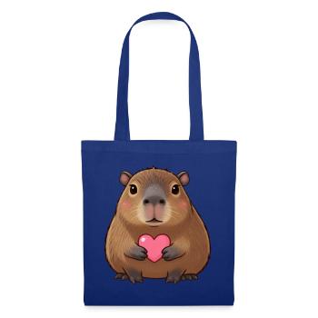 Capybara Wasserschwein mit Herz Geschenk  - Stoffbeutel - Royalblau - Vorne