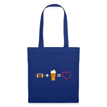 American Football Bier Herz - Stoffbeutel - Royalblau - Vorne