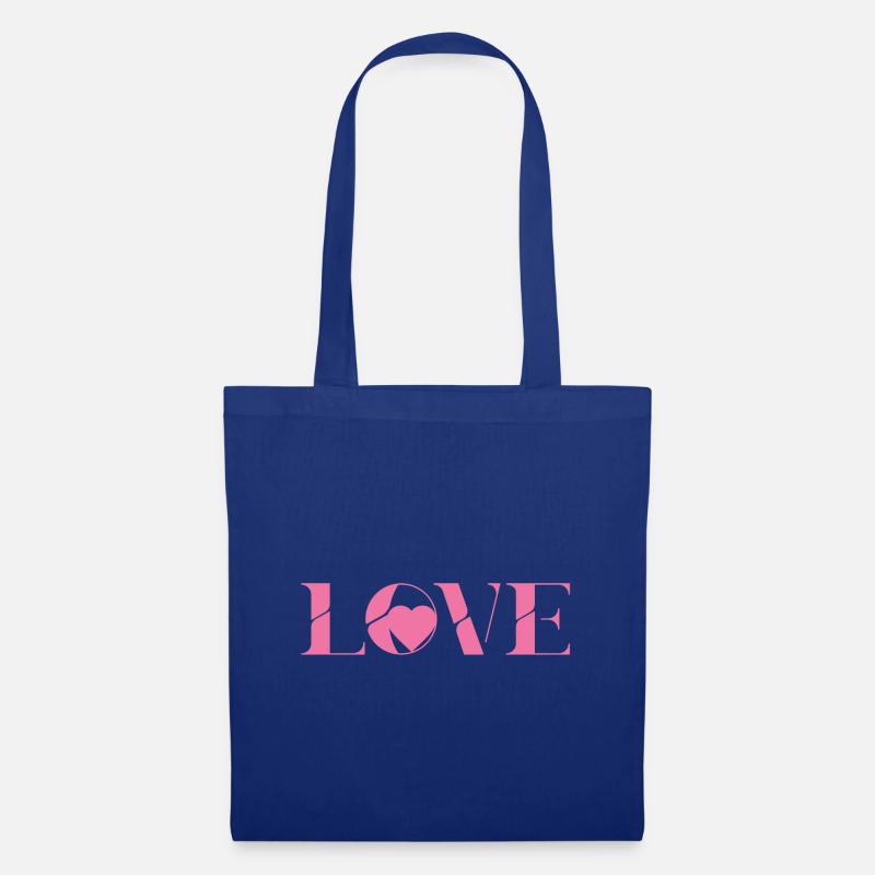 Pink-Love-Text-Design - Stoffbeutel - Royalblau