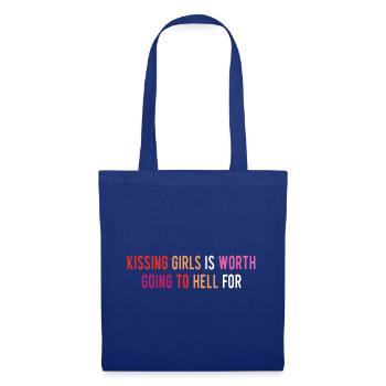 LGBT Pride Month - Kissing Girls - Lesbian Couple - Tote Bag - royal blue - Front