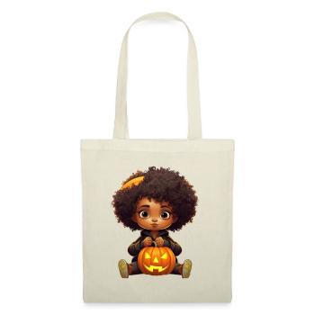 Mignon monstre câlin d’Halloween avec citrouille - Sac en tissu - nature - Devant