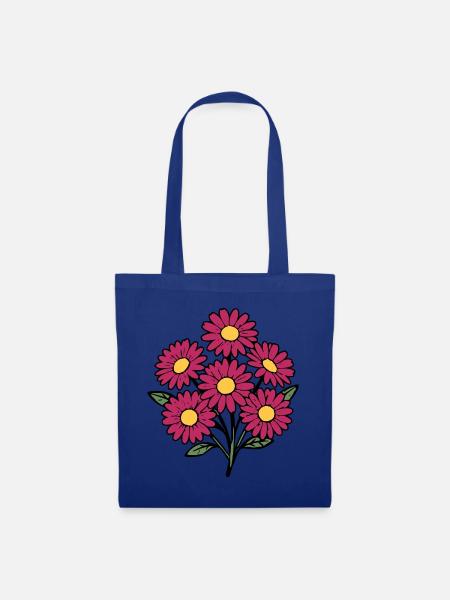 Blumenstrauß Blumen Geschenk für sie Geburtstag  - Stoffbeutel - Royalblau
