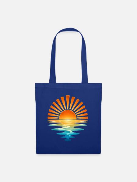 Sonnenaufgang am Wasser - Stoffbeutel - Royalblau