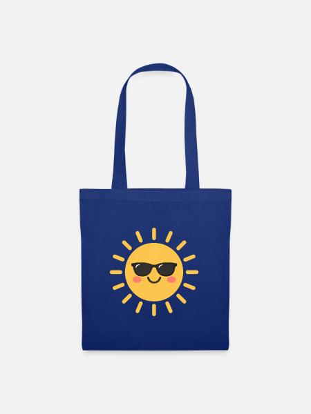 Fröhliche Sonne mit Sonnenbrille - Stoffbeutel - Royalblau