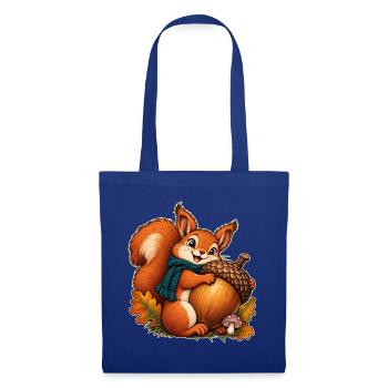 Eichhörnchen mit einer riesigen Eichel - Stoffbeutel - Royalblau - Vorne