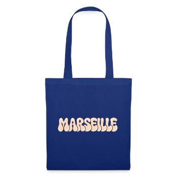 Marseille Mittelmeer-Typo-Blase - Stoffbeutel - Royalblau - Vorne