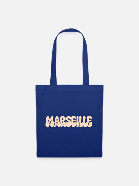 Marseille Mittelmeer-Typo-Blase - Stoffbeutel - Royalblau