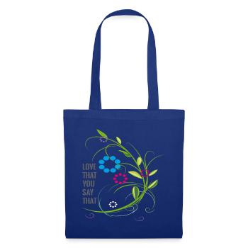 love Liebe Blumenranke - Stoffbeutel - Royalblau - Vorne