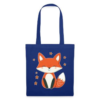 Renard et étoiles - Sac en tissu - bleu royal - Devant