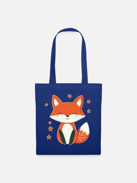 Fuchs und Sterne - Stoffbeutel - Royalblau