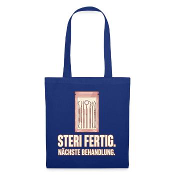 Steri fertig. Nächste Behandlung. ZFA - Stoffbeutel - Royalblau - Vorne