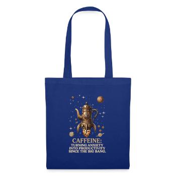 Lustiges Kaffee Shirt, Caffeine Steampunk - Stoffbeutel - Royalblau - Vorne