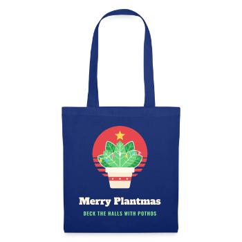 Fröhliche Plantmas, lustige Pflanzenliebhaber-Weihnachten - Stoffbeutel - Royalblau - Vorne