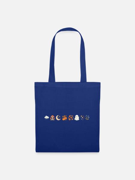Cozy Herbstdesign Halloween Kürbis Pilz Geist Laub - Stoffbeutel - Royalblau