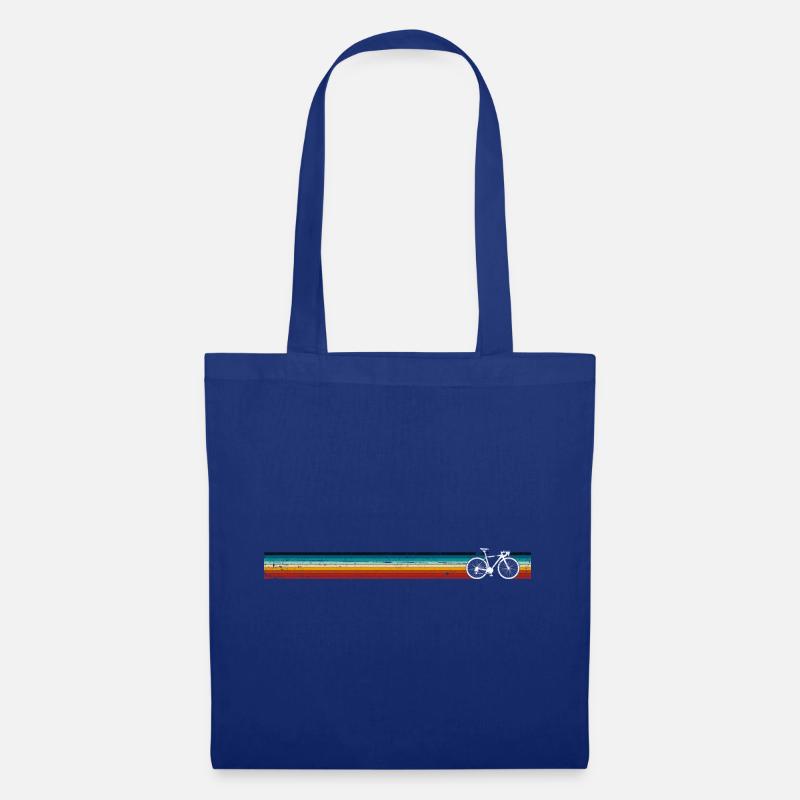 Rainbow Stripe Bicycle Silhouette - Tote Bag - royal blue