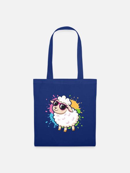 Bunte Schaf-Chic-Brillen - Stoffbeutel - Royalblau