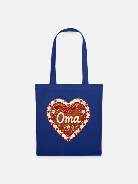 Oma Herz-Gingerbread - Stoffbeutel - Royalblau