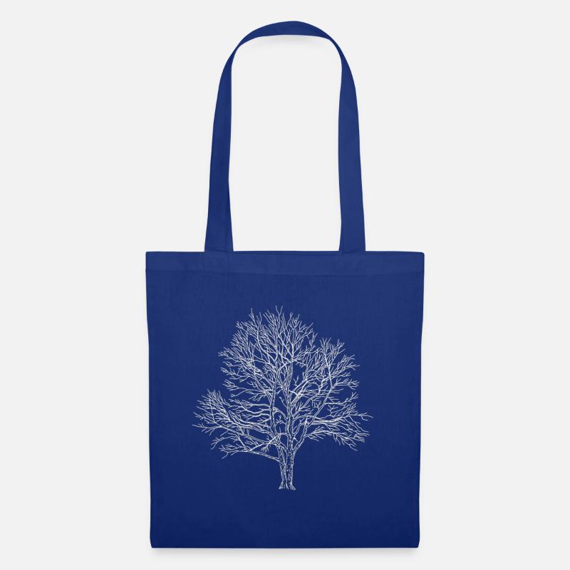 Weißer Baum Silhouette Eiche Wald Natur  - Stoffbeutel - Royalblau