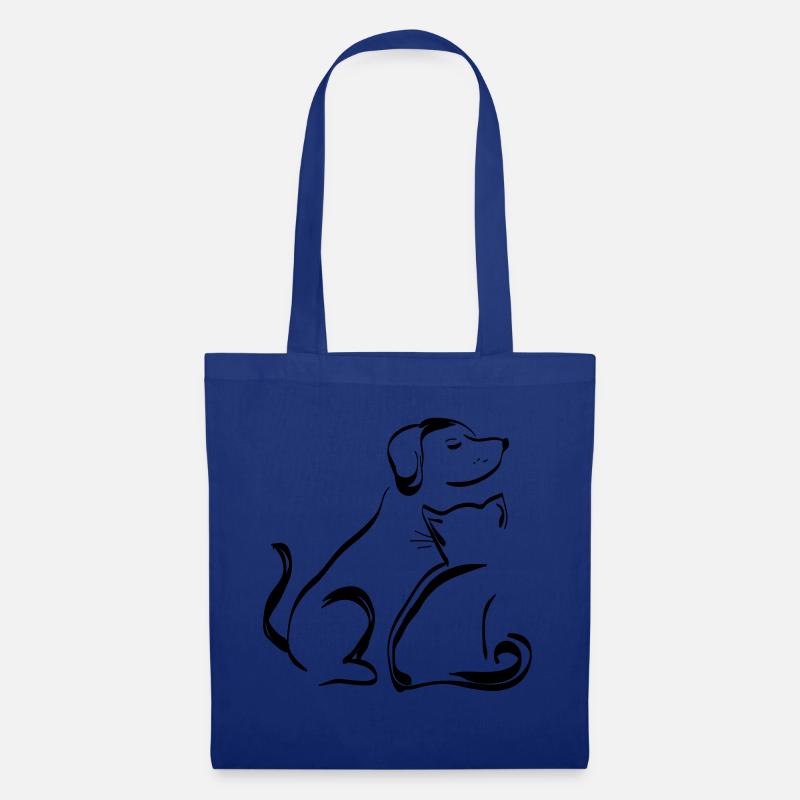 Hund & Katze Umrisse Schwarz - Stoffbeutel - Royalblau