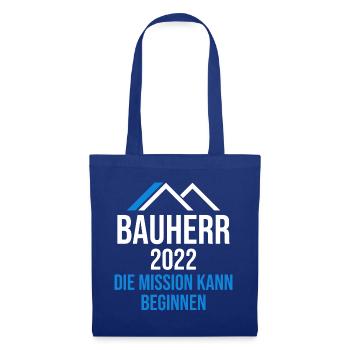Bauherr Hausbau Eigenheim Richtfest 2022 - Stoffbeutel - Royalblau - Vorne
