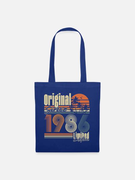Original 1986 Vintage Retro Geburtstag Geschenk - Stoffbeutel - Royalblau