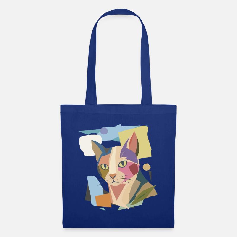 Abstrakte Katze im modernen Farbblock-Design - Stoffbeutel - Royalblau